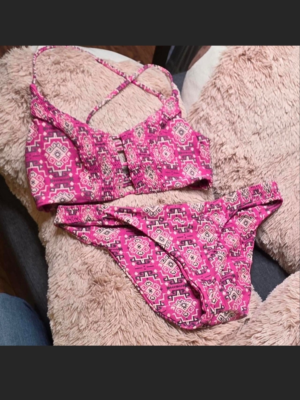 Pink Geometric Two-Piece Bikini Set